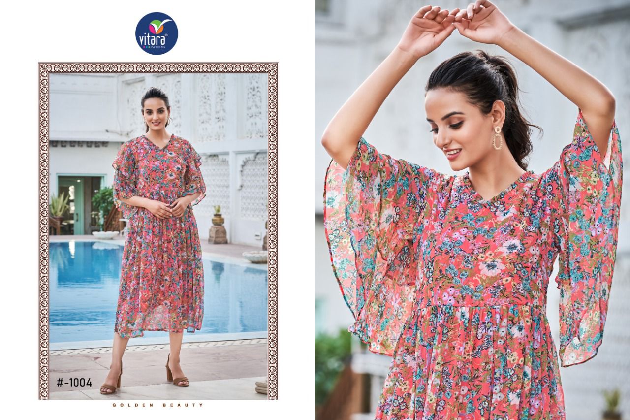 vitara Bentley Fancy Party Wear Georgette tunic print Designer Kurti Collection